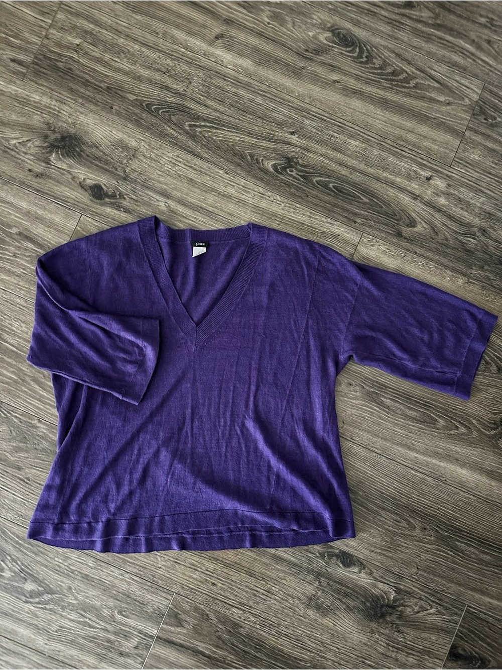 J. Crew Deep Purple V-Neck 100% Linen Top